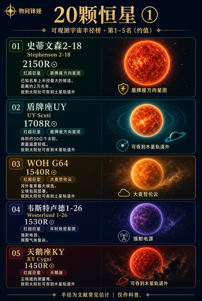 可观测宇宙中最大的20个恒星